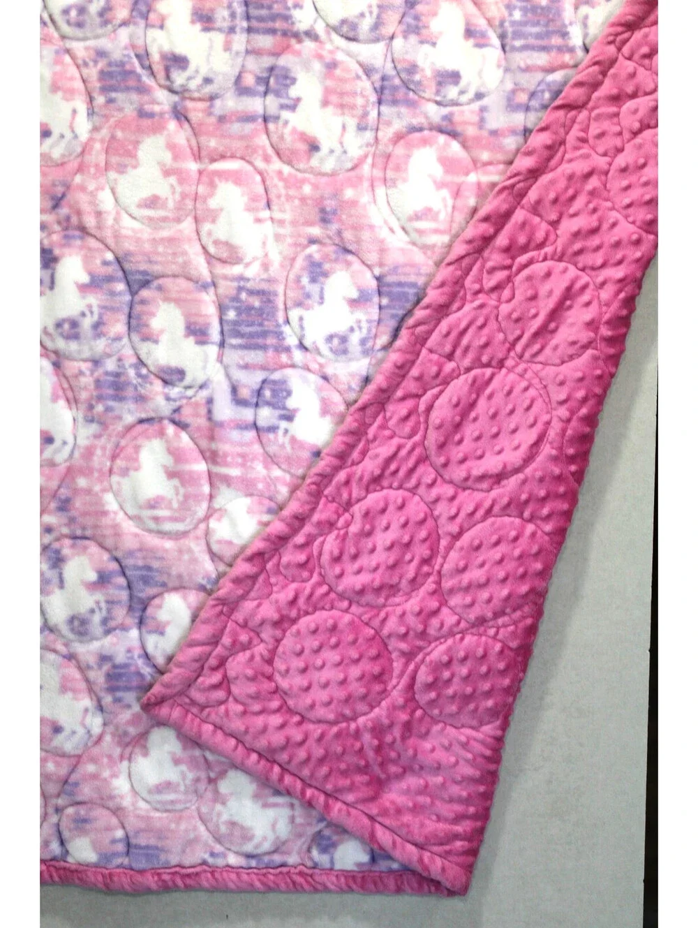 MINKY Handmade Pink Twin/Crib Quilt 48x56